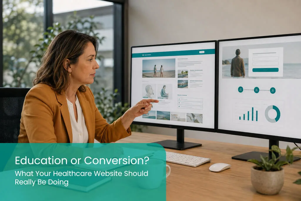 ht blog banner 2 Education or Conversion What Your Healthcare Website Should Really Be Doing 1024x683 3